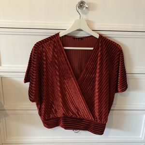 Red Striped Velvet Top